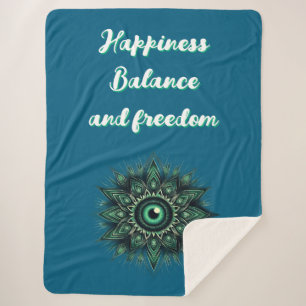 Monogram Dark Green Evil Eye Symbol on blue   Sherpa Blanket