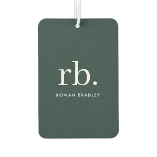 Monogram Dark Green Stylish Modern Minimalist Air Freshener