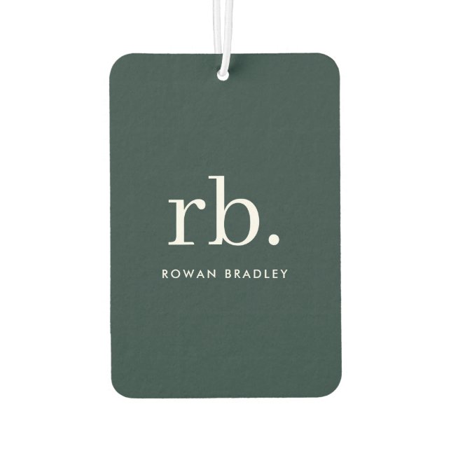 Monogram Dark Green Stylish Modern Minimalist Air Freshener (Back)