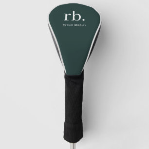 Monogram Dark Green Stylish Modern Minimalist Golf Head Cover