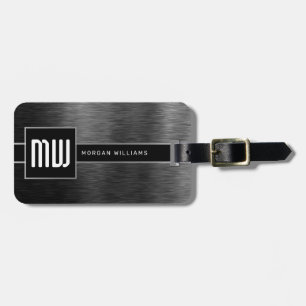 Monogram Dark Grey Brushed Steel Luggage Tag
