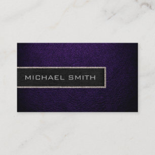 Monogram Dark Purple Leather Look Business Card