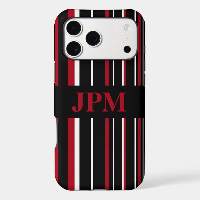 Monogram Dark Red, Black Barcode Stripe (Back)