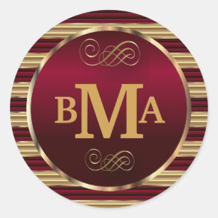 Monogram Dark Red & Gold Envelope Seal