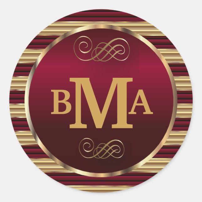 Monogram Dark Red & Gold  Envelope Seal (Front)