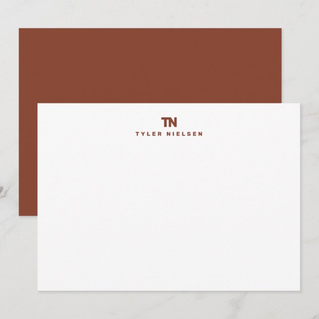 Monogram Dark Terracotta Typography Card (Front/Back)