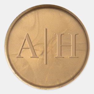 Monogram Date Antique Gold Wax Seal Sticker
