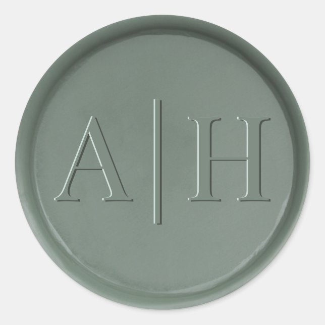 Monogram Date Dark Sage Seal Sticker (Front)