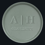 Monogram Date Dark Sage Wax Seal Sticker<br><div class="desc">Designed to coordinate with our Monogram Wax Seal Collection, these wax seal stickers will add a beautiful finishing touch to your invites and envelopes. This design features monogram initials and date on a dark sage colour wax seal. More gorgeous colours and designs are available in the collection. Please note that...</div>