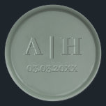 Monogram Date Dark Sage Wax Seal Sticker<br><div class="desc">Designed to coordinate with our Monogram Wax Seal Collection, these wax seal stickers will add a beautiful finishing touch to your invites and envelopes. This design features monogram initials and date on a dark sage colour wax seal. More gorgeous colours and designs are available in the collection. Please note that...</div>