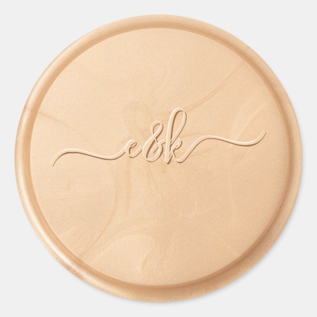 Monogram Date Ivory Wheat Wax Seal Sticker (Front)