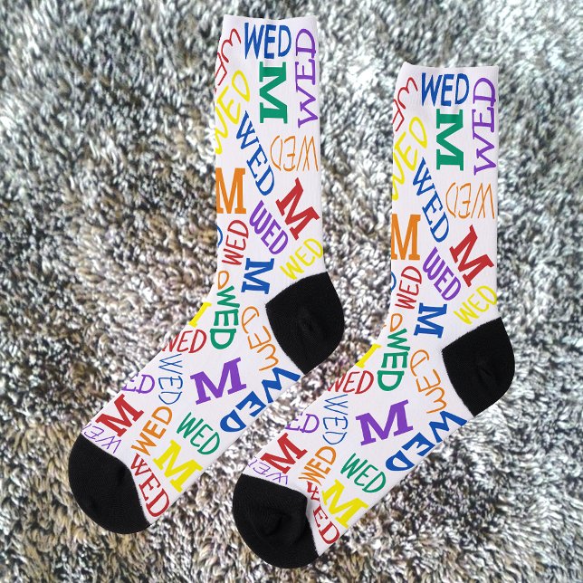 Monogram Day Of Week Rainbow Colours Wednesday Socks (Creator Uploaded)