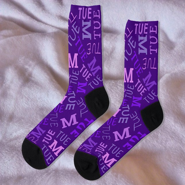 Monogram Day Of Week Royal Purple Tuesday Socks (Creator Uploaded)