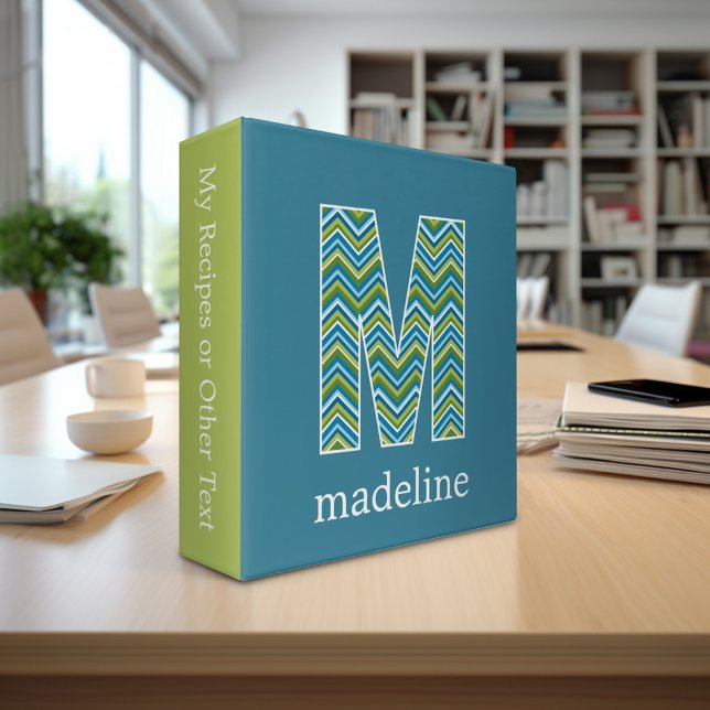 Monogram Decorative Letter “M” Colourful Chevrons Binder (Personalized 3-ring Binder with custom text)