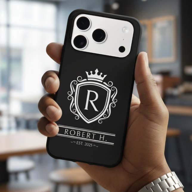 Monogram Decorative Shield Crown Black (Monogram Decorative Shield Crown Black iPhone Case
)