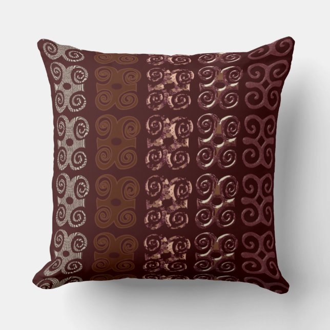 Monogram Decorative Throw Pillows-African Symbols Throw Pillow (Front)