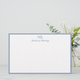 Monogram Decorative Typography   Dusty Blue Stationery