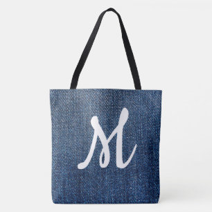 Monogram Denim Tote Bag