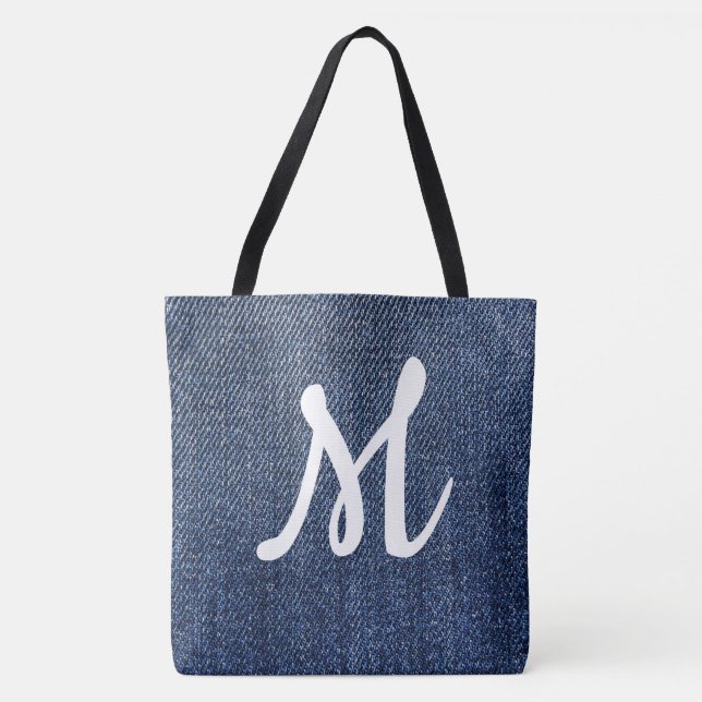Monogram Denim Tote Bag (Front)