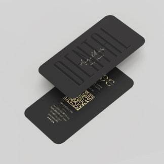 Monogram Dental Hygienist Black Gold Modern  Business Card