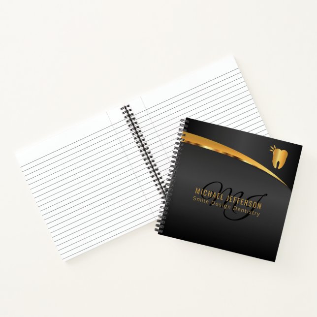 Monogram Dental Office - Black and Gold Notebook (Inside)