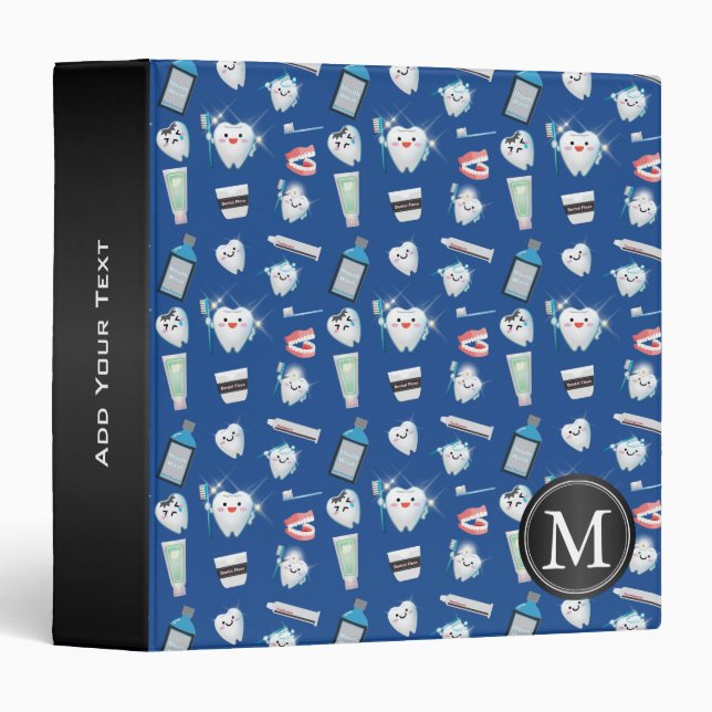 Monogram - Dental Pattern - Dark Blue Binder (Front/Spine)