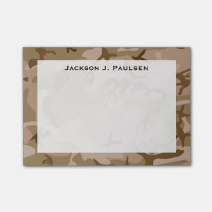 Monogram Desert Beige Brown Green Camo Camouflage Post-it Notes