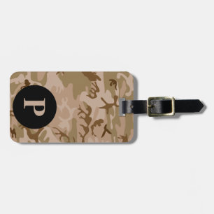 Monogram Desert Military Camo Camouflage Circle Luggage Tag