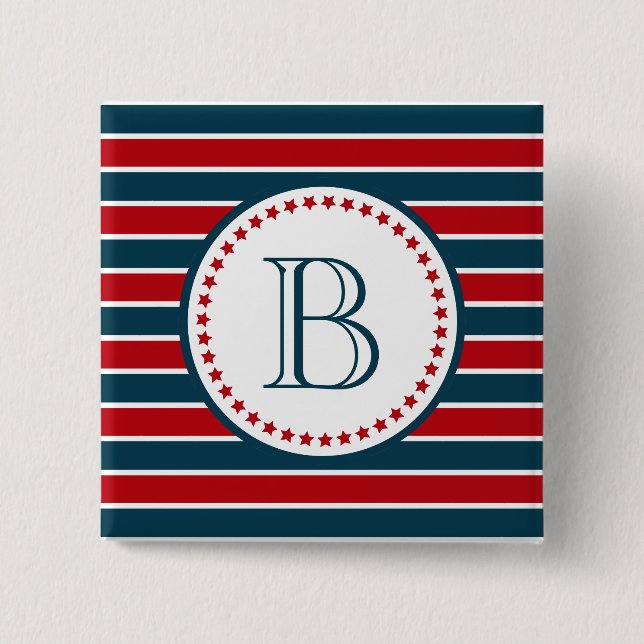 Monogram design 2 inch square button (Front)
