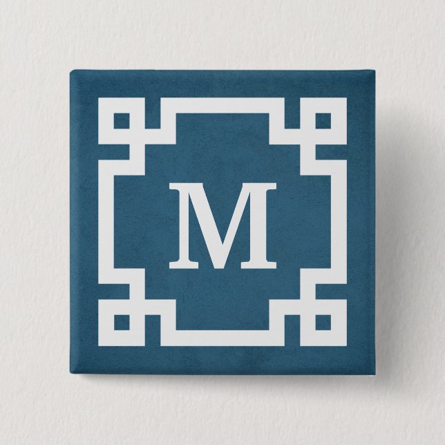 Monogram design 2 inch square button (Front)