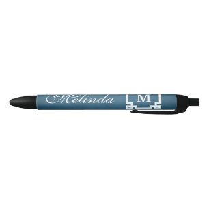 Monogram design black ink pen