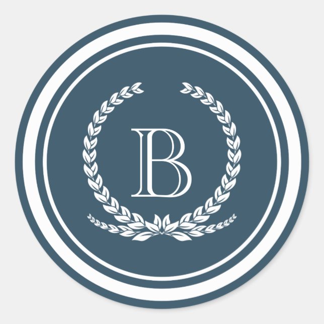 Monogram design classic round sticker (Front)