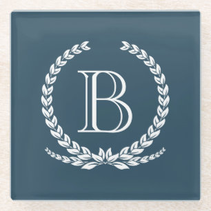 Monogram design glass coaster