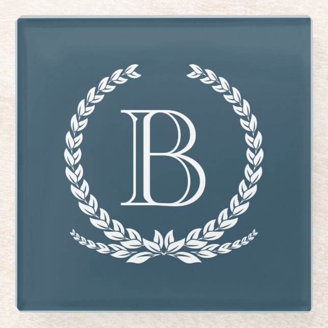 Monogram design glass coaster (Front)