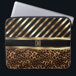 Monogram Design |  Gold Stripes and Leopard Skin Laptop Sleeve<br><div class="desc">Monogram Design | Gold Stripes Leopard Skin. Electronic Laptop Sleeves. ⭐This Product is 100% Customizable. Graphics and /or text can be added, deleted, moved, resized, changed around, rotated, etc... 99% of my designs in my store are done in layers. This makes it easy for you to resize and move the...</div>