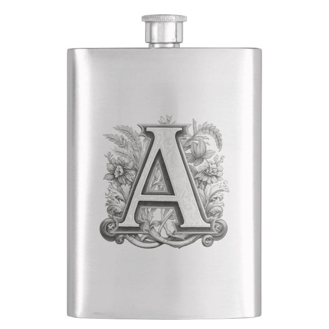 Monogram Design Hip Flask (Front)