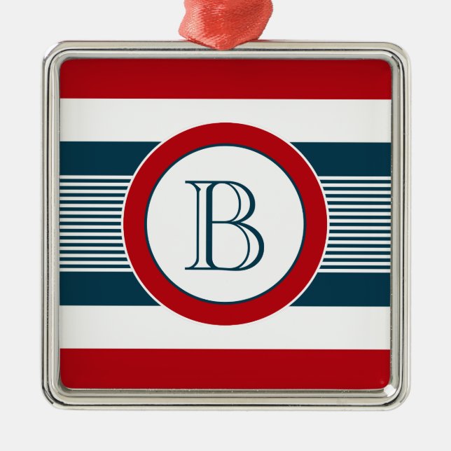 Monogram design metal ornament (Front)