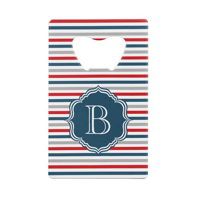Monogram design wallet bottle opener (Front)