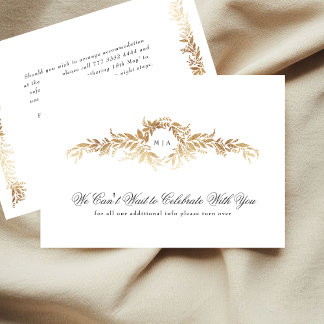 monogram details elegant gold botanical wedding enclosure card