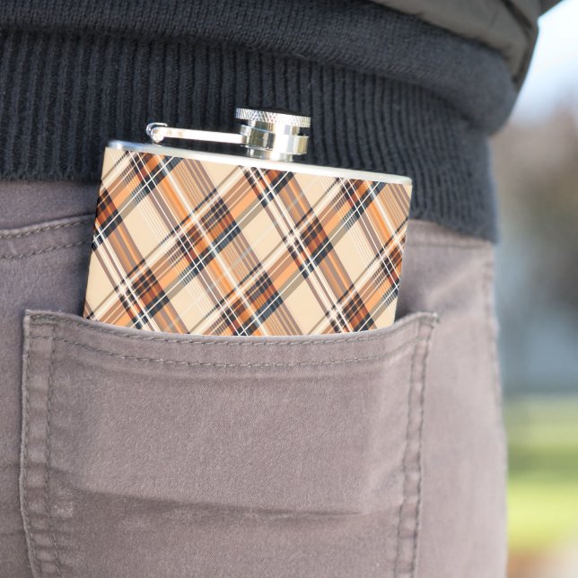 Monogram, Diagonal Plaid Vinyl Wrapped Hip Flask (In Situ)
