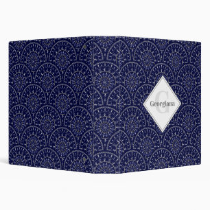 Monogram Ditsy Winter Snow Angels Snowmen Art Deco Binder