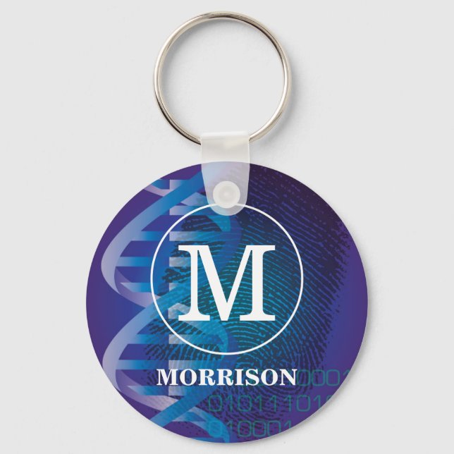 Monogram DNA Fingerprint Science Keychain (Front)