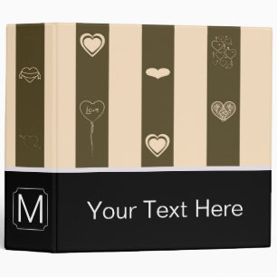Monogram Donkey Brown Stripes Modern Heart Pattern Binder