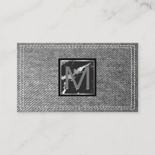 Monogram   Double Stitched Denim Business Card