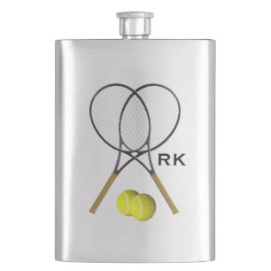Monogram Doubles Tennis Sport Theme Hip Flask