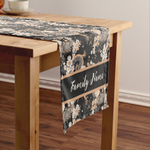 Monogram Dragons and Blossoms  Short Table Runner
