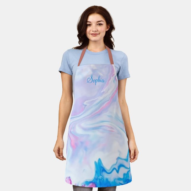 Monogram  Dripping Glitter Metallic Name  Apron (Worn)