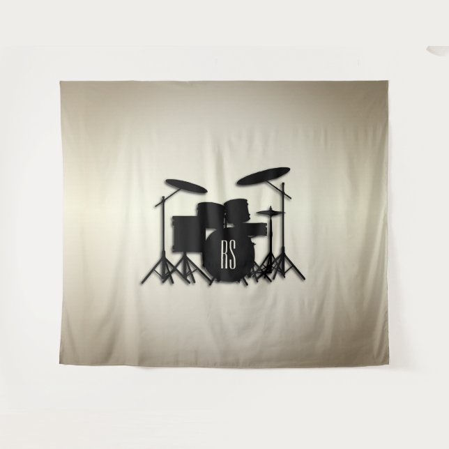 Monogram Drum Set Antique Gold   Tapestry (Front (Horizontal))