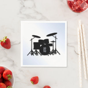 Monogram Drum Set Blue Accent Napkin