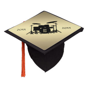 Monogram Drum Set Gold Graduation Cap Topper